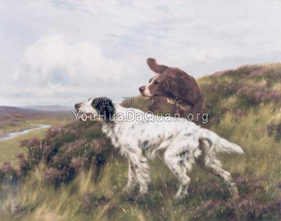 An English and Irish Setter on a Moor - 托马斯·布林克斯